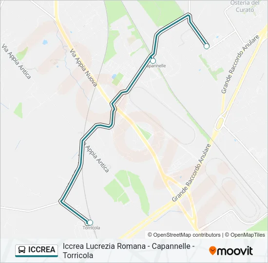Percorso linea bus ICCREA