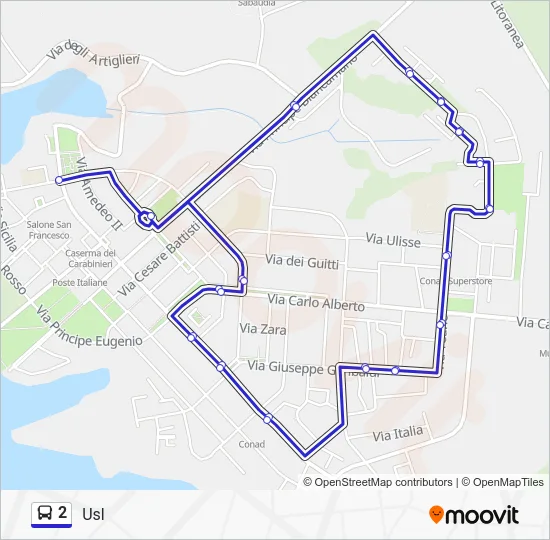 Percorso linea bus 2