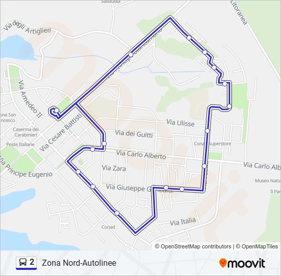 Percorso linea bus 2