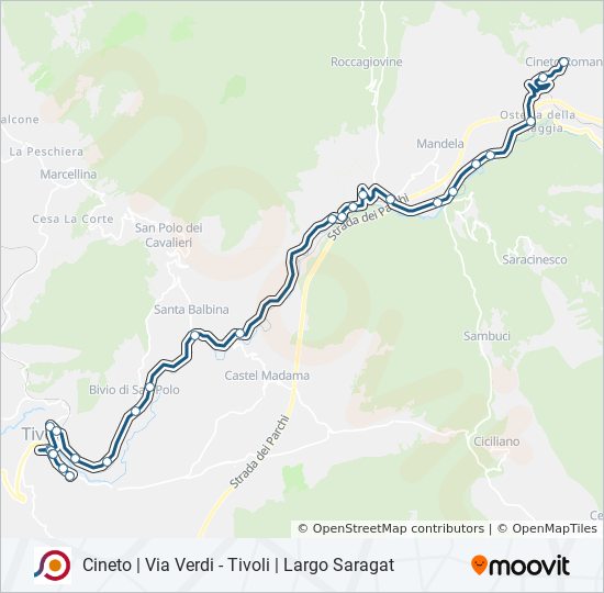 Percorso linea bus COTRAL