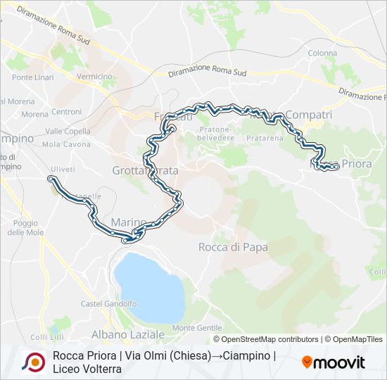 Percorso linea bus COTRAL