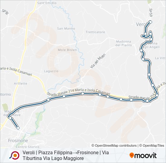 Percorso linea bus COTRAL