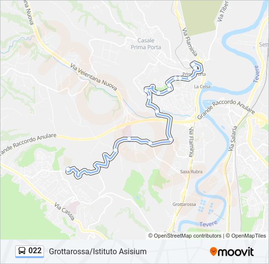 Percorso linea bus 022