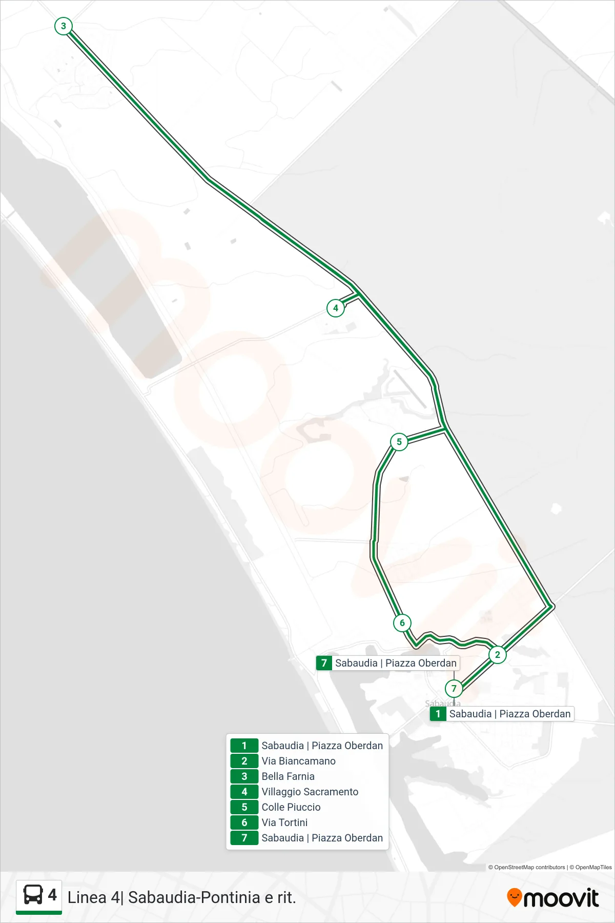 Linea 4 bus (Bella Farnia-Sacramento-Autolinee) - Percorsi e fermate sulla mappa