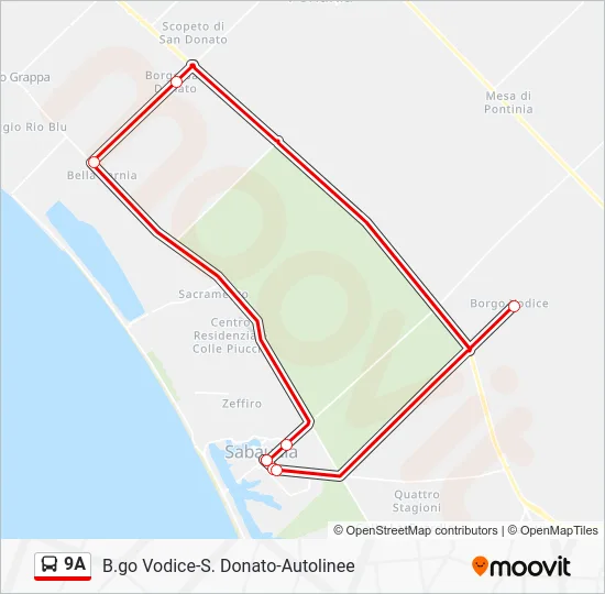 Percorso linea bus 9A