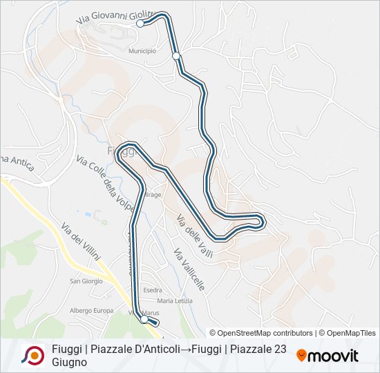 Percorso linea bus COTRAL