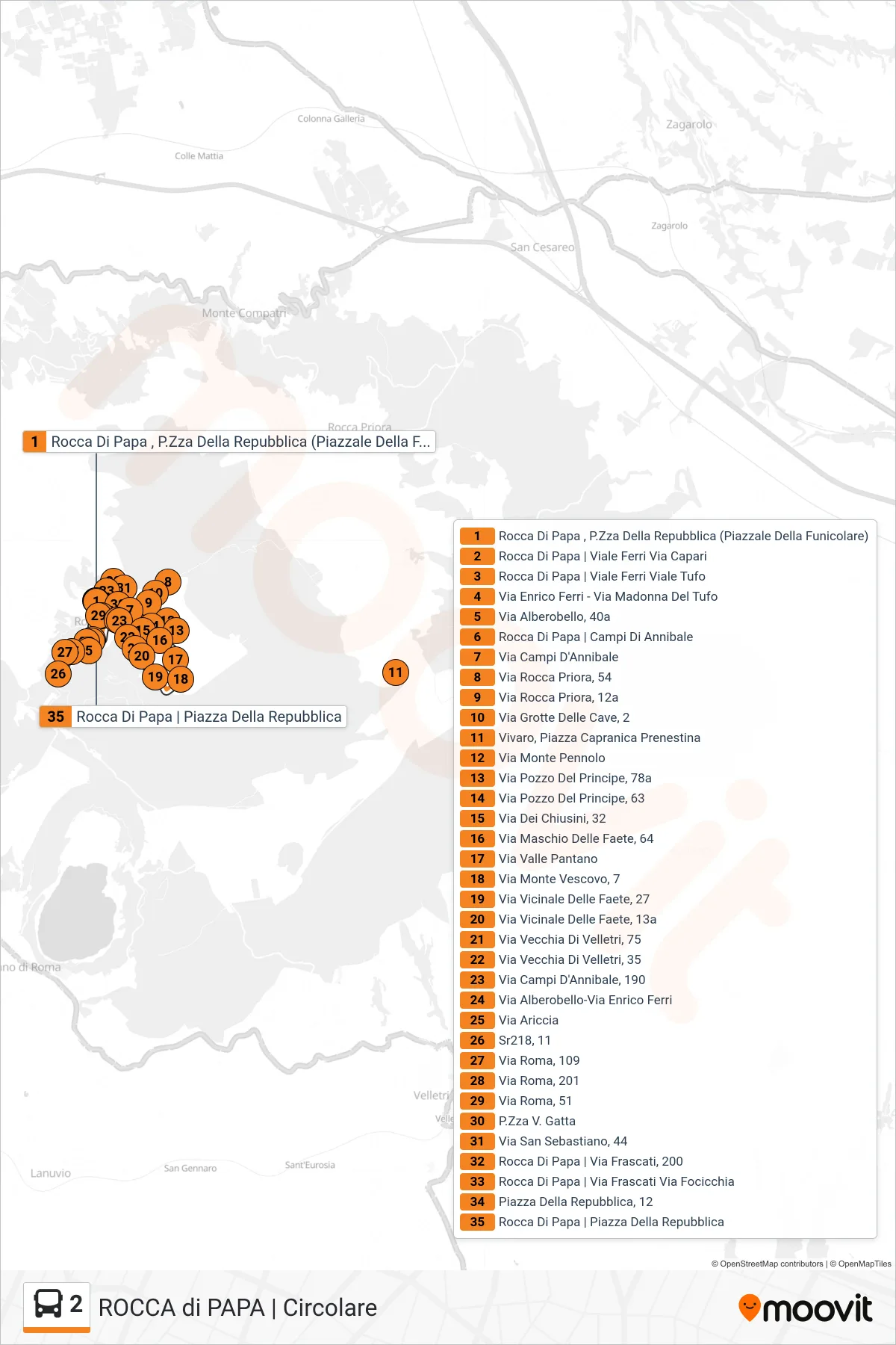Linea 2 bus (Piazzale Della Funicolare) - Percorsi e fermate sulla mappa