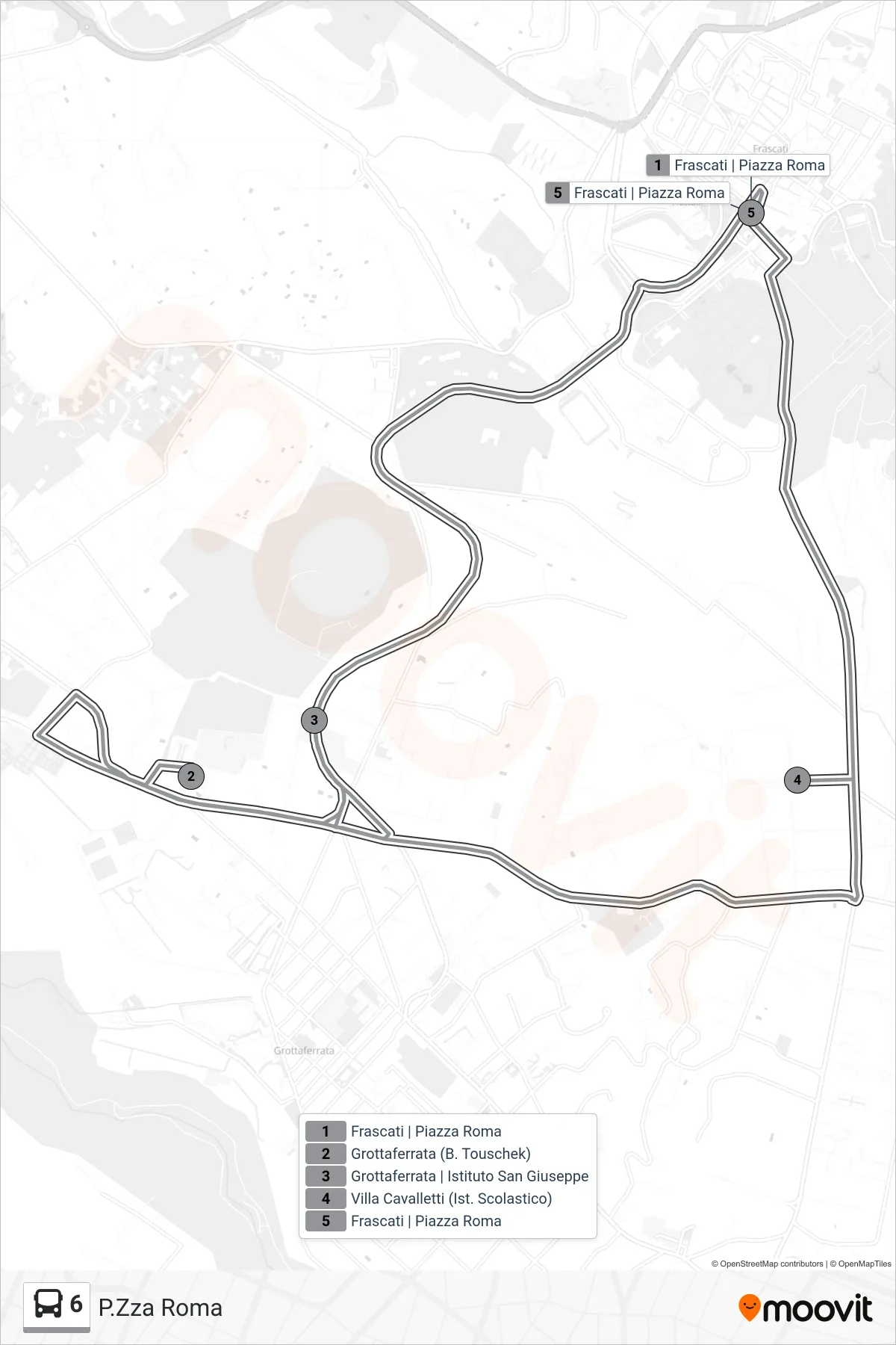 Linea 6 bus (P.Zza Roma) - Percorsi e fermate sulla mappa