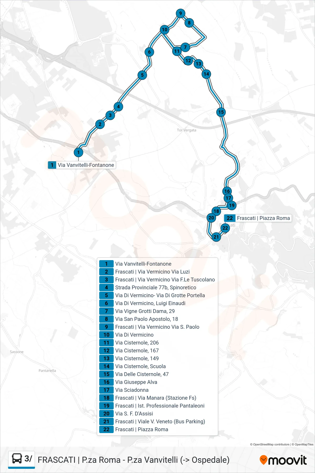 Linea 3/ bus (Piazza Roma) - Percorsi e fermate sulla mappa