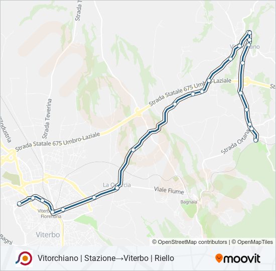 Percorso linea bus COTRAL