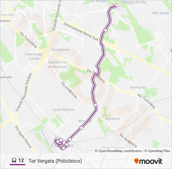 Percorso linea bus 12
