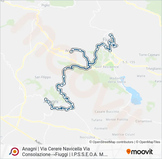 Percorso linea bus COTRAL