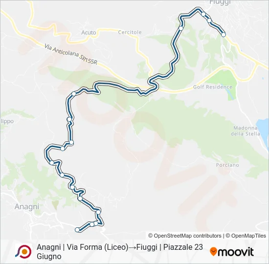 Percorso linea bus COTRAL