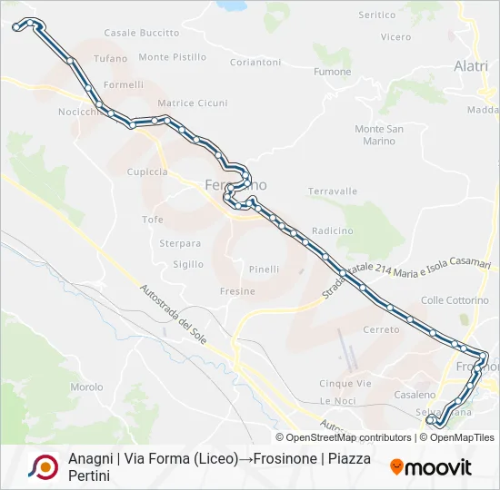 Percorso linea bus COTRAL