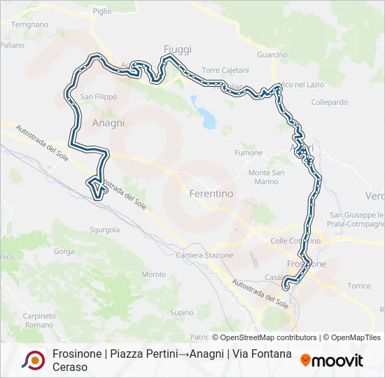 Percorso linea bus COTRAL