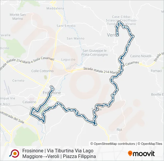 Percorso linea bus COTRAL