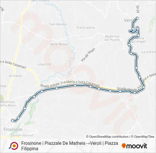 Percorso linea bus COTRAL