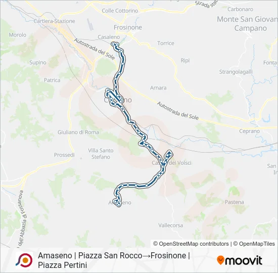 Percorso linea bus COTRAL
