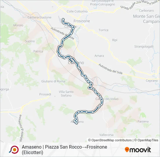 Percorso linea bus COTRAL