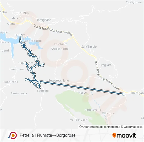 Percorso linea bus COTRAL