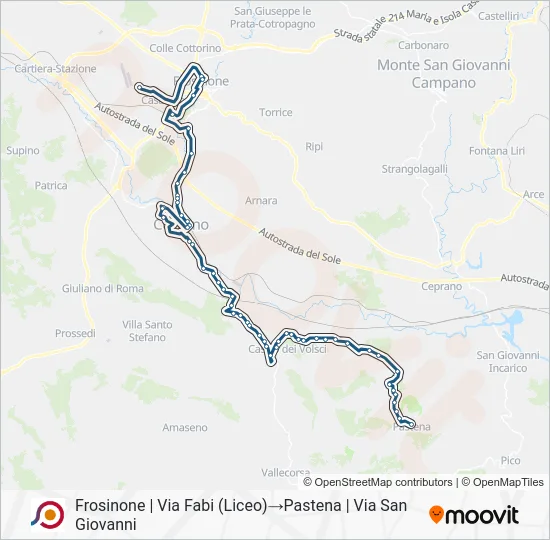Percorso linea bus COTRAL
