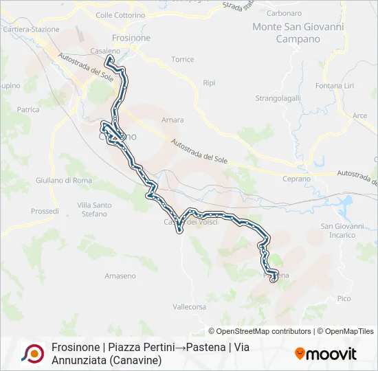 Percorso linea bus COTRAL
