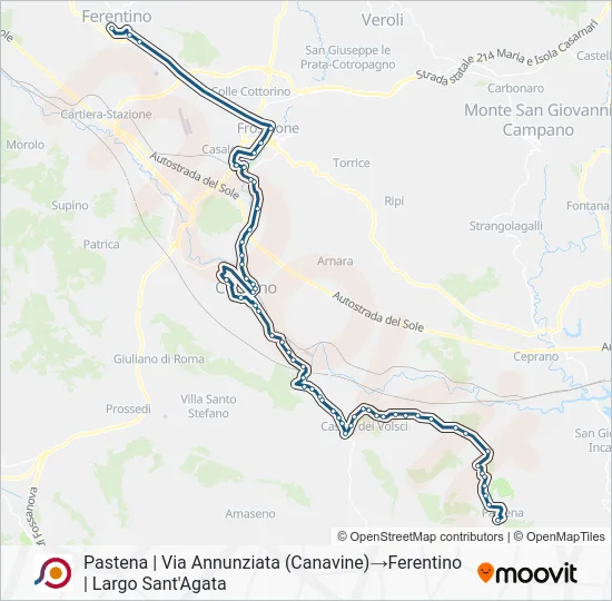 Percorso linea bus COTRAL