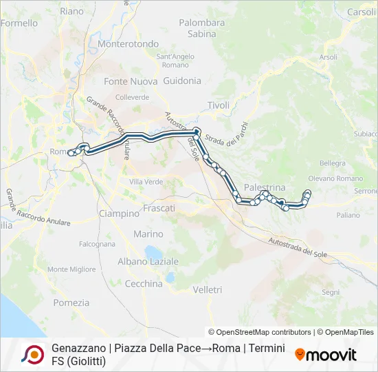 Percorso linea bus COTRAL