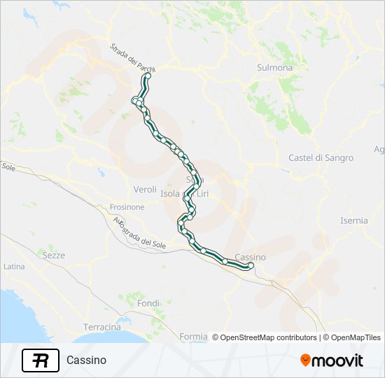 Percorso linea treno R