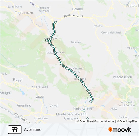 Percorso linea treno R