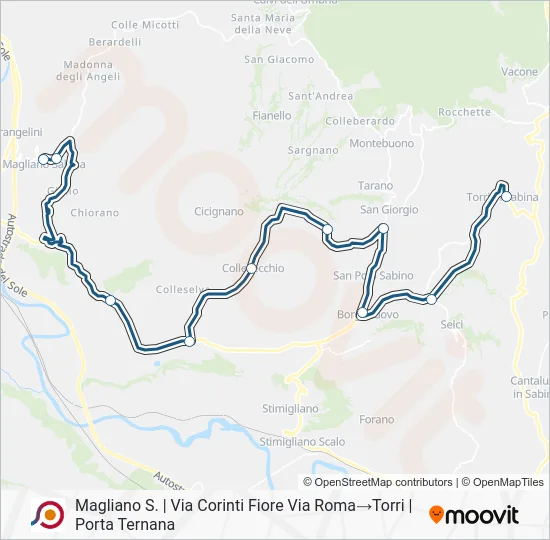 Percorso linea bus COTRAL
