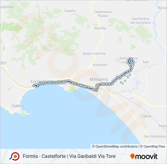 Percorso linea bus COTRAL