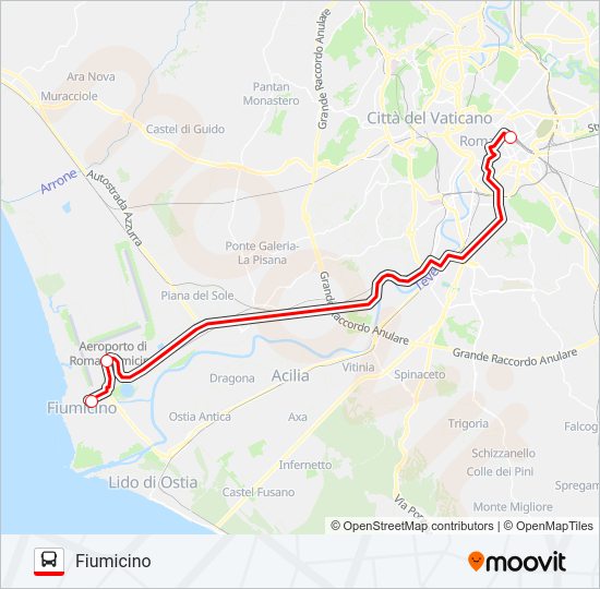 Percorso linea  ROMEAIRPORTBUS