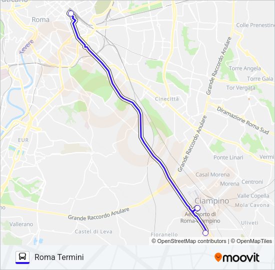 Percorso linea  ROMEAIRPORTBUS