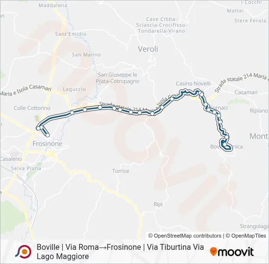 Percorso linea bus COTRAL