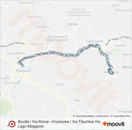Percorso linea bus COTRAL