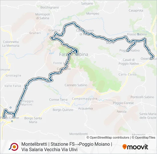 Percorso linea bus COTRAL
