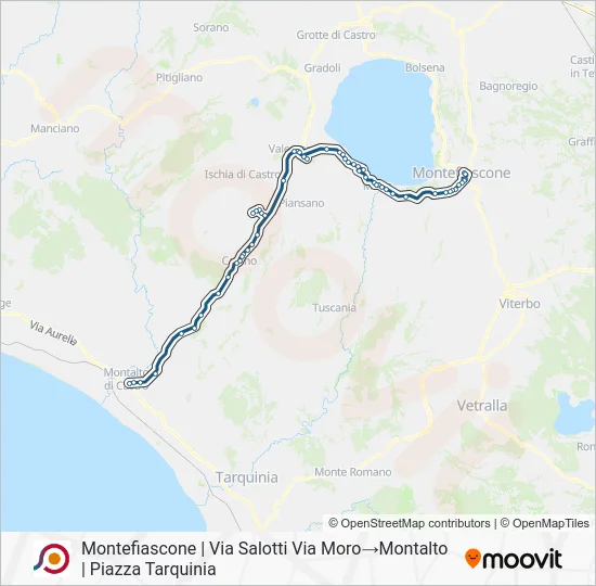 Percorso linea bus COTRAL