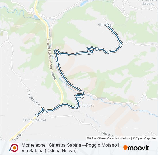 Percorso linea bus COTRAL