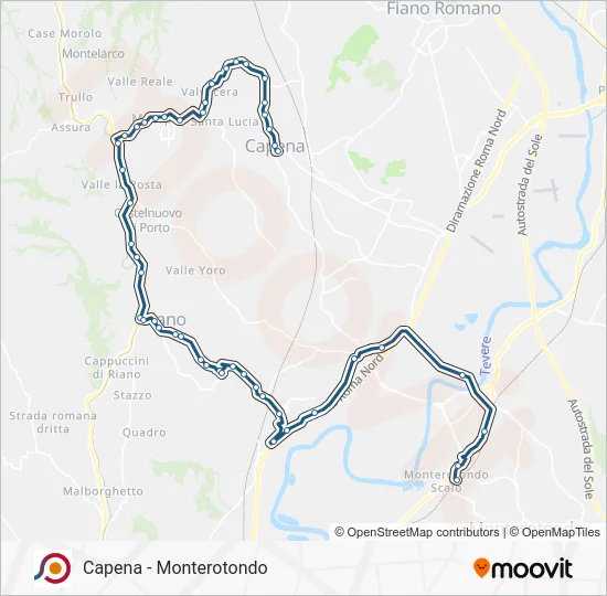 Percorso linea bus COTRAL