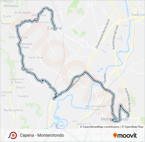 Percorso linea bus COTRAL