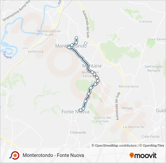 Percorso linea bus COTRAL