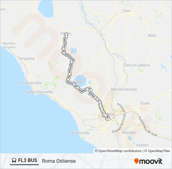 Percorso linea bus FL3 BUS