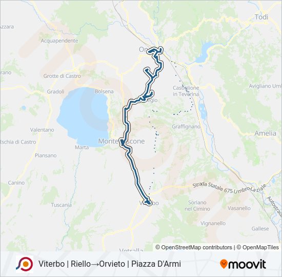 Percorso linea bus COTRAL