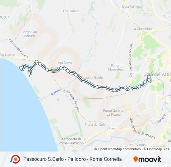 Percorso linea bus COTRAL