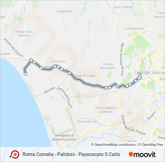 Percorso linea bus COTRAL