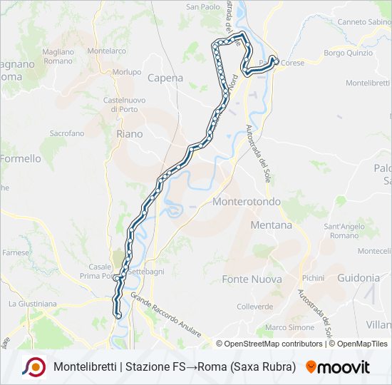 Percorso linea bus COTRAL