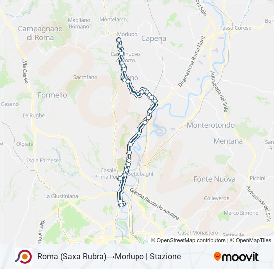 Percorso linea bus COTRAL