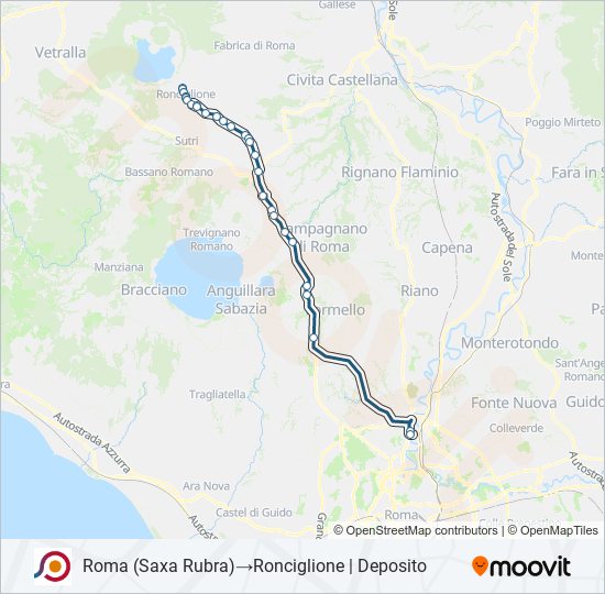 Percorso linea bus COTRAL