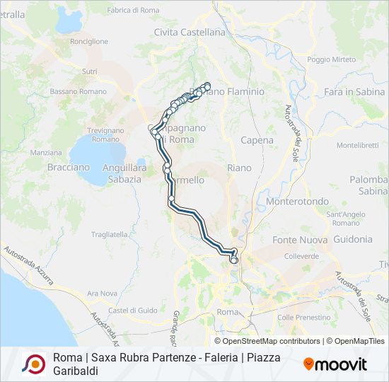 Percorso linea bus COTRAL